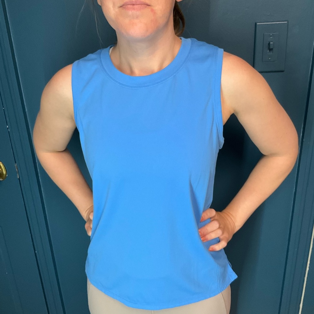 Tuff Athletics Perforated Workout Tank Top – Sky Blue | Size Medium